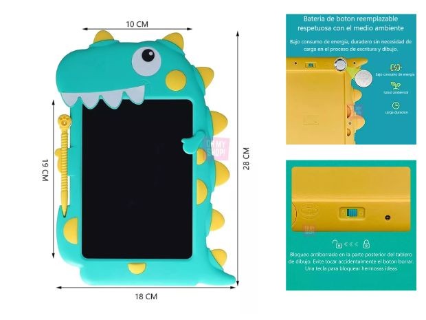 &u++ TABLETA PIZARRA MAGICA EN FORMA DE DINOSAURIO XS-K8